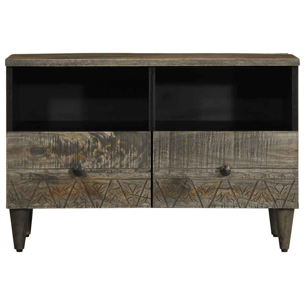 vidaXL Meuble TV Gris clair 70x33,5x46 cm Bois de manguier massif