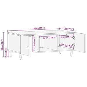 Couchtisch Hellgrau Mango Massivholz 100x54 cm