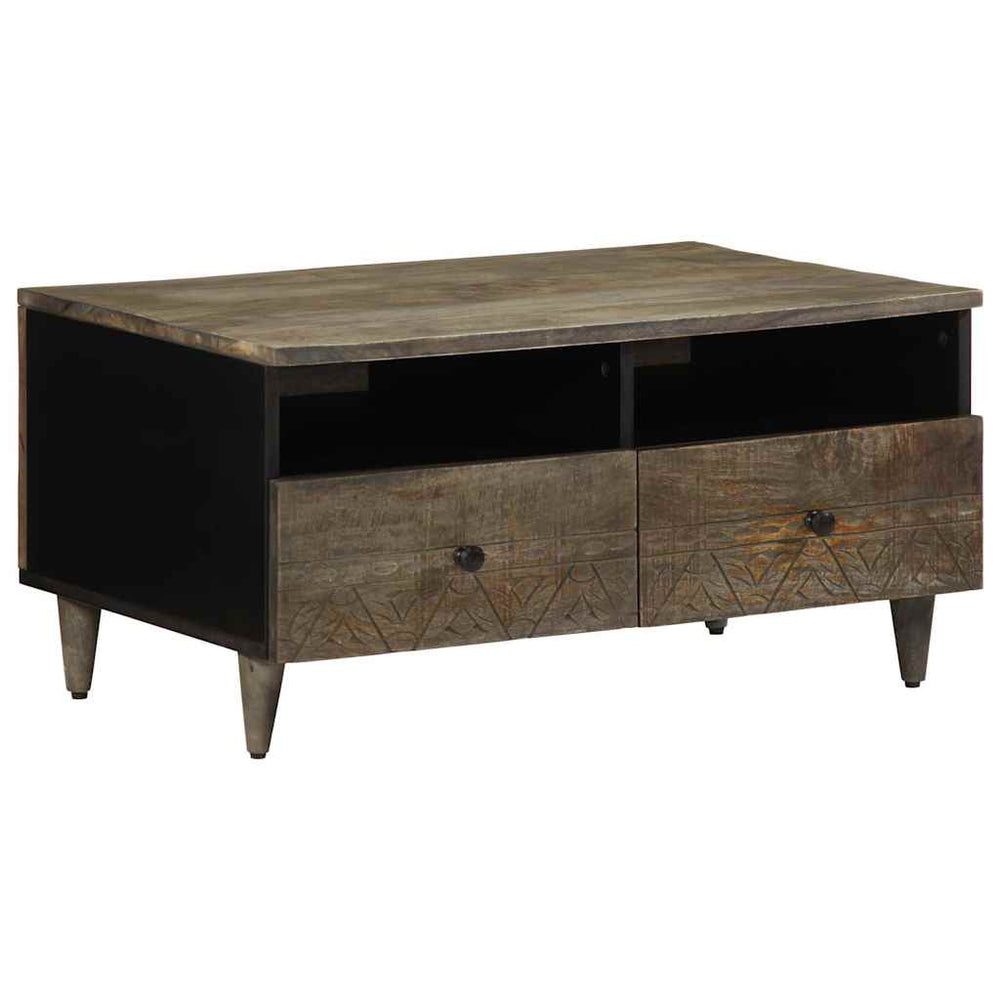 Couchtisch Hellgrau Mango Massivholz 80x54 cm
