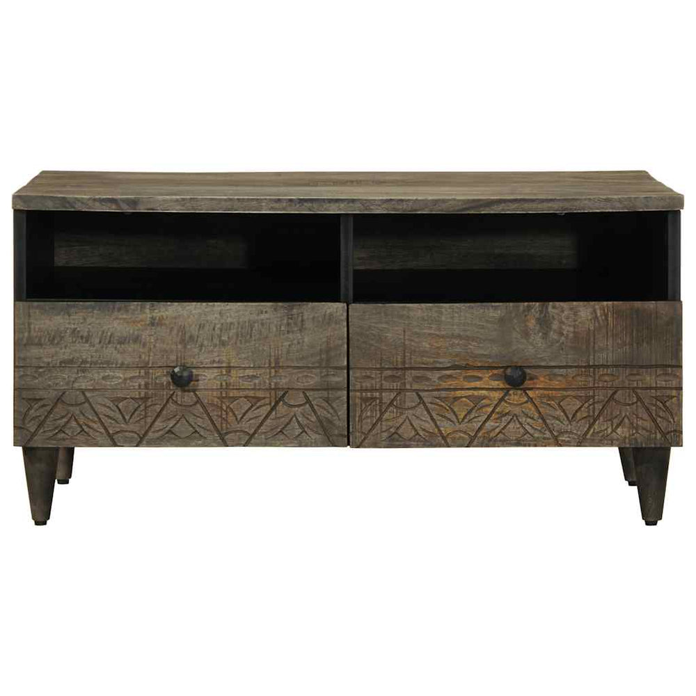 Couchtisch Hellgrau Mango Massivholz 80x54 cm