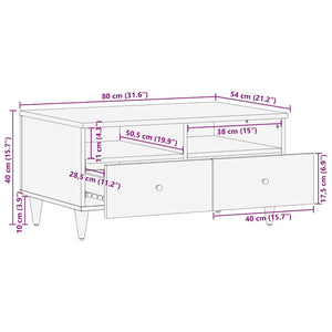 vidaXL Table basse gris clair 80x54x40 cm Bois de manguier massif