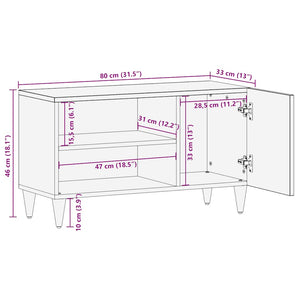 TV-Schrank Hellgrau Mango Massivholz 80cm