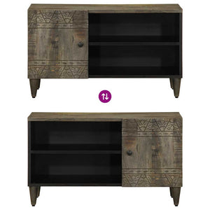 TV-Schrank Hellgrau Mango Massivholz 80cm