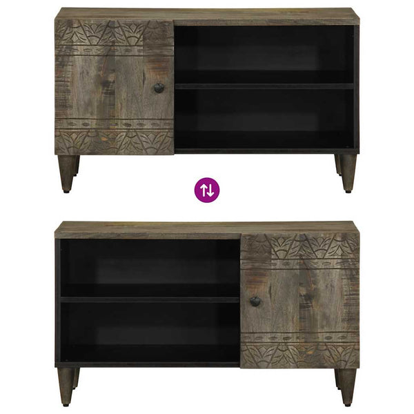 TV-Schrank Hellgrau Mango Massivholz 80cm