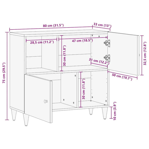 Massivholz Mango Sideboard 80 cm