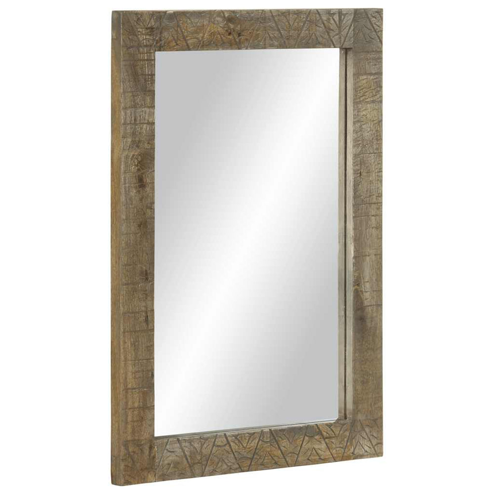 Grauer Badspiegel 50x70 cm Mango Massivholz
