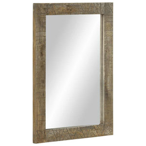 Grauer Badspiegel 50x70 cm Mango Massivholz
