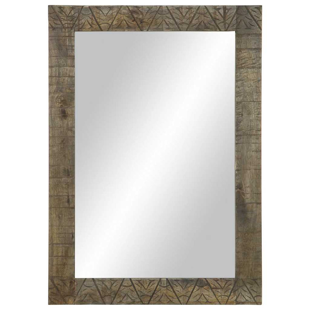 Grauer Badspiegel 50x70 cm Mango Massivholz