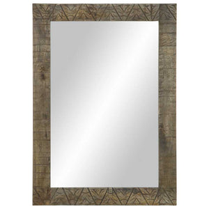 Grauer Badspiegel 50x70 cm Mango Massivholz