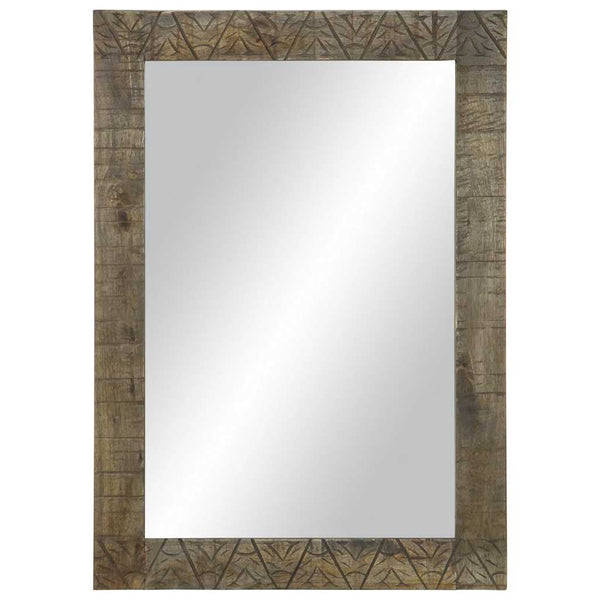 Grauer Badspiegel 50x70 cm Mango Massivholz