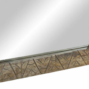 Grauer Badspiegel 50x70 cm Mango Massivholz