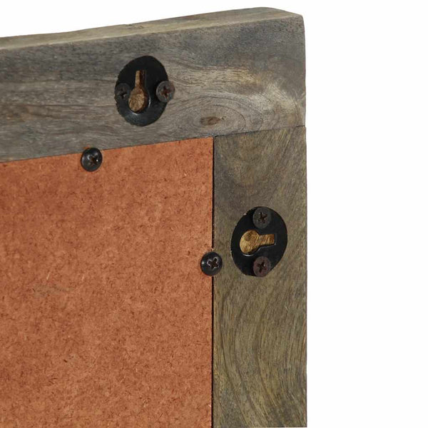 Grauer Badspiegel 50x70 cm Mango Massivholz