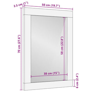 Grauer Badspiegel 50x70 cm Mango Massivholz