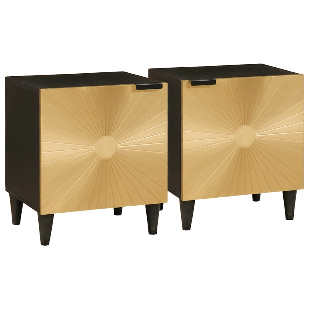 Nachttisch 2er Set Schwarz Gold