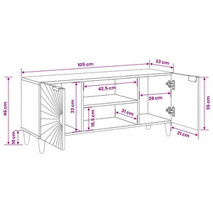 TV-Schrank Schwarz/Gold 105cm Holzwerkstoff