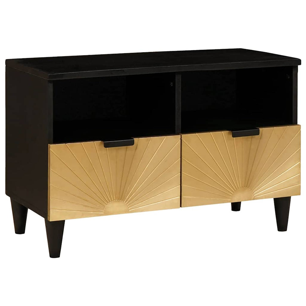 vidaXL Meuble TV Noir et or 70 x 33 x 46 cm Bois d'ingénierie