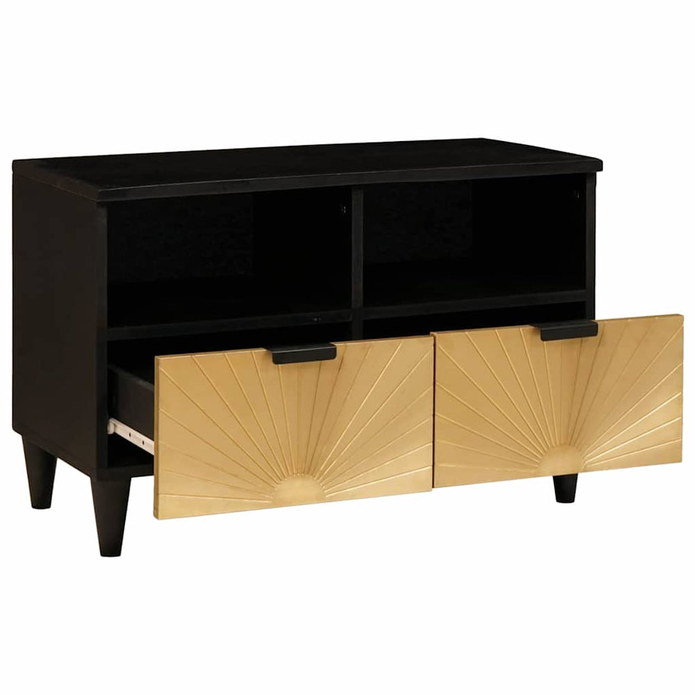 vidaXL Meuble TV Noir et or 70 x 33 x 46 cm Bois d'ingénierie