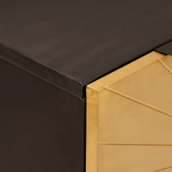 Sideboard Schwarz & Gold Mango Massivholz 60 cm
