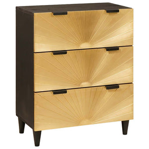 Sideboard Schwarz & Gold Mango Massivholz 60 cm