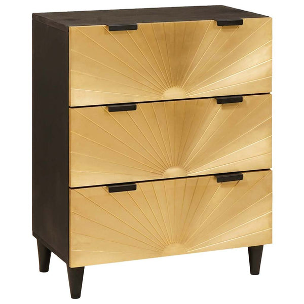 Sideboard Schwarz & Gold Mango Massivholz 60 cm