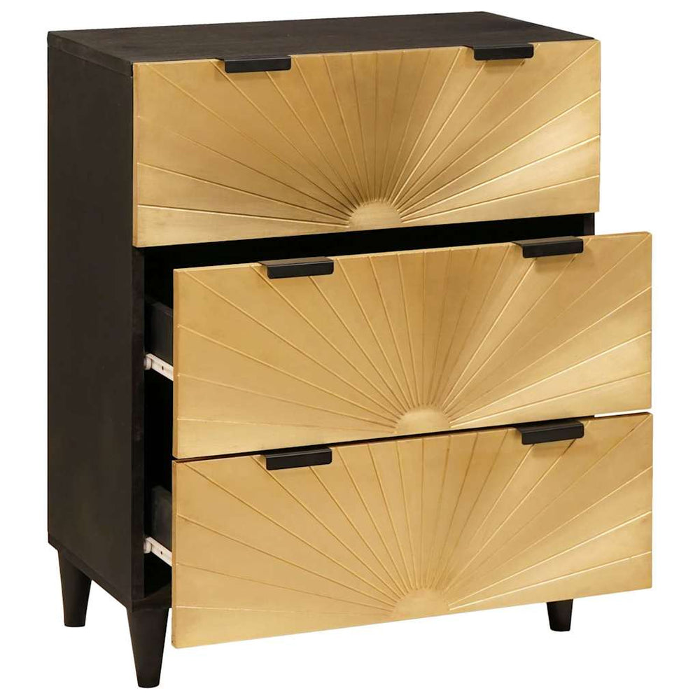 Sideboard Schwarz & Gold Mango Massivholz 60 cm