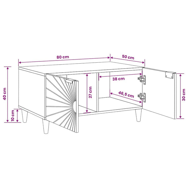 Couchtisch Mango Massivholz 80x50 cm