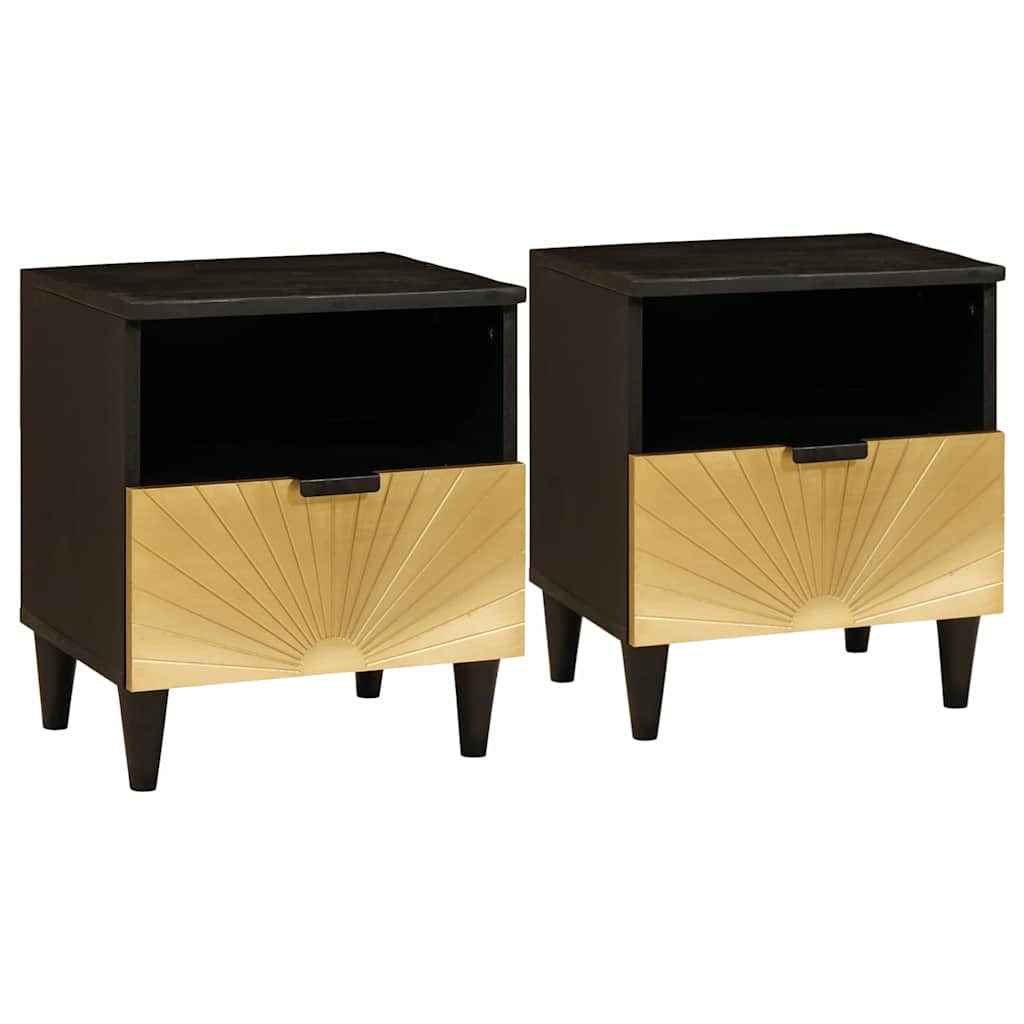 Nachttisch Set, Schwarz & Gold, 2 Stück
