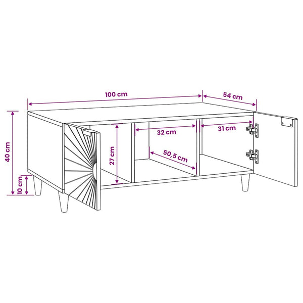 Couchtisch Mango Massivholz 100x54 cm