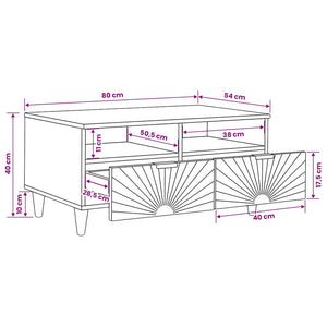 Couchtisch Mango Massivholz 80x54 cm