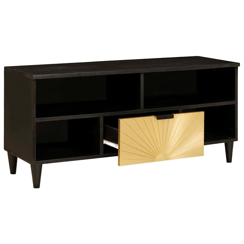 Meuble TV vidaXL noir et doré 100 x 33 x 46 cm en bois d'ingénierie