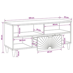 TV-Schrank Schwarz/Gold, 100 cm