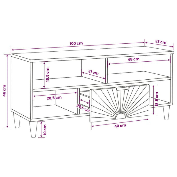 TV-Schrank Schwarz/Gold, 100 cm