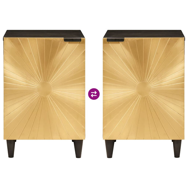 Badezimmerschrank Schwarz Gold Regal 38x33x58cm