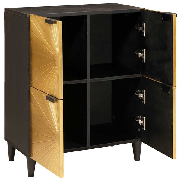 Schwarz-goldener Seitenschrank mit Stauraum