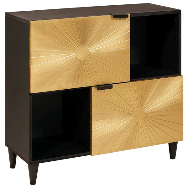 Schwarzer Seitenschrank mit Regal