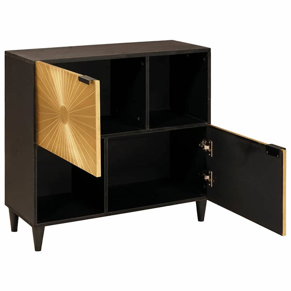 Schwarzer Seitenschrank mit Regal