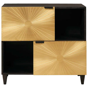 Schwarzer Seitenschrank mit Regal
