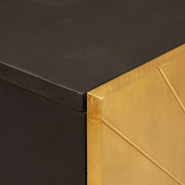 Schwarzer & Goldener Seitenschrank mit Regal
