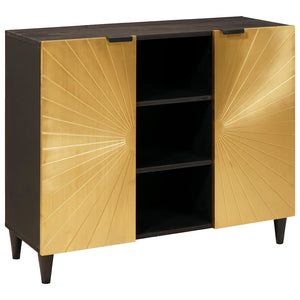 Schwarzer & Goldener Seitenschrank mit Regal