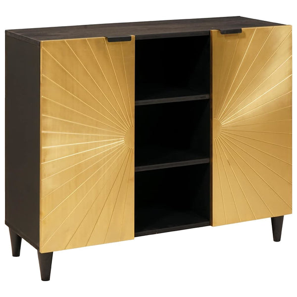 Schwarzer & Goldener Seitenschrank mit Regal