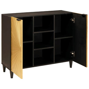 Schwarzer & Goldener Seitenschrank mit Regal