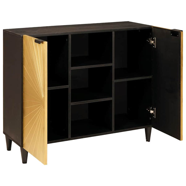 Schwarzer & Goldener Seitenschrank mit Regal