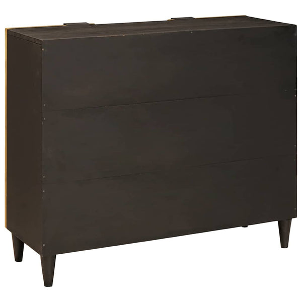 Schwarzer & Goldener Seitenschrank mit Regal