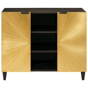 Schwarzer & Goldener Seitenschrank mit Regal