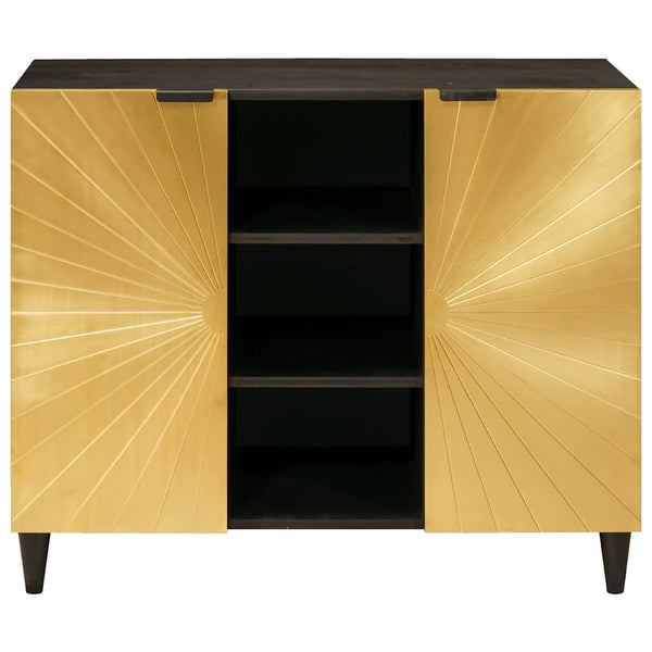 Schwarzer & Goldener Seitenschrank mit Regal