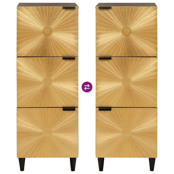 Schwarzer & Goldener Seitenschrank mit Stauraum