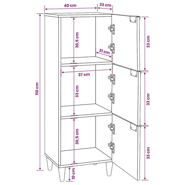 Schwarzer & Goldener Seitenschrank mit Stauraum
