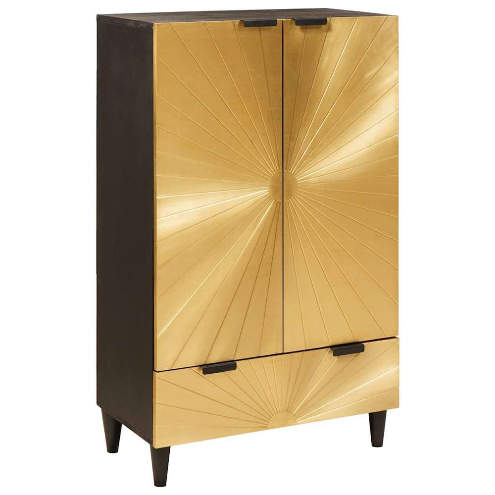 Schwarzer & Goldener Seitenschrank 60x33,5x100 cm