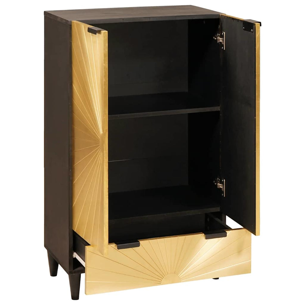 Schwarzer & Goldener Seitenschrank 60x33,5x100 cm