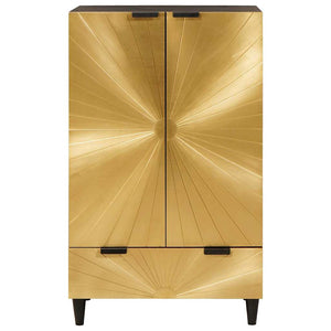Schwarzer & Goldener Seitenschrank 60x33,5x100 cm